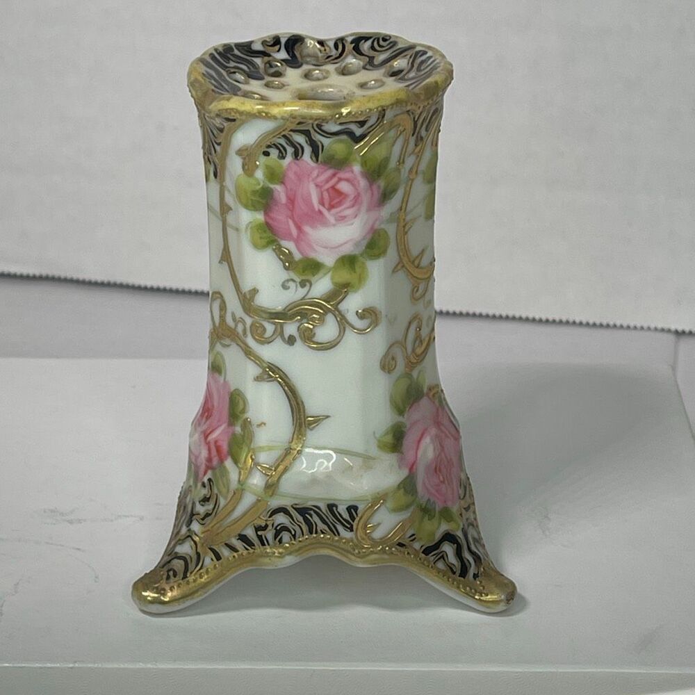 Antique Nippon hat pin holders. Hand painted gold gilding.
